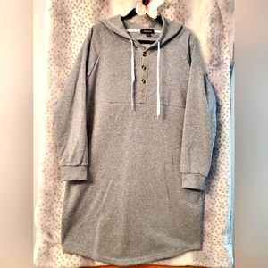 Plus Size Sweatshirt Dress with Hood